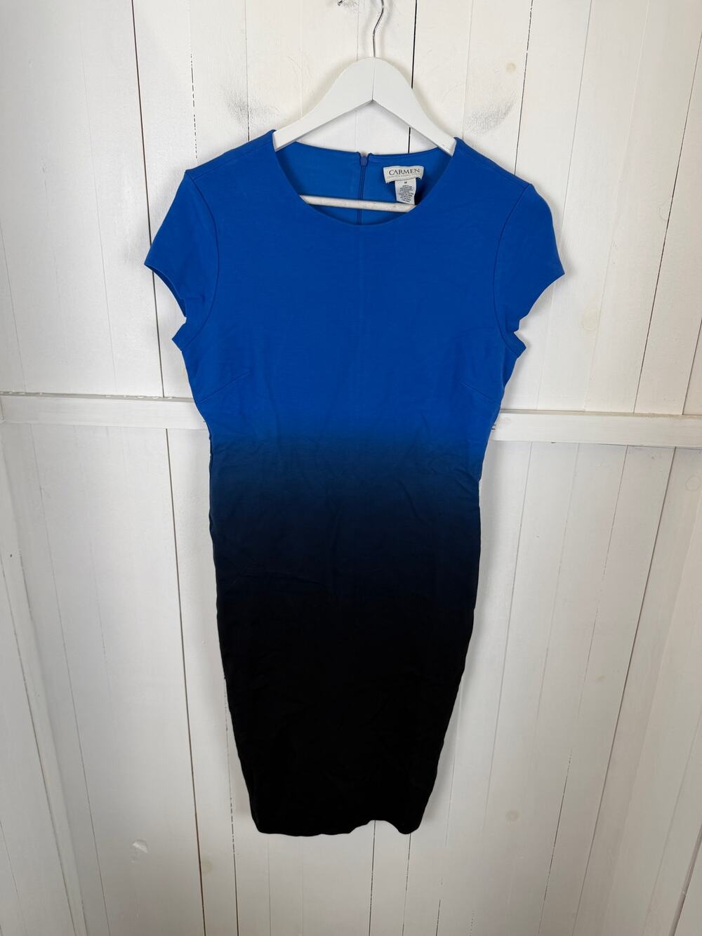 Carmen Marc Valvo Blue Black A-Line Dress M NWT